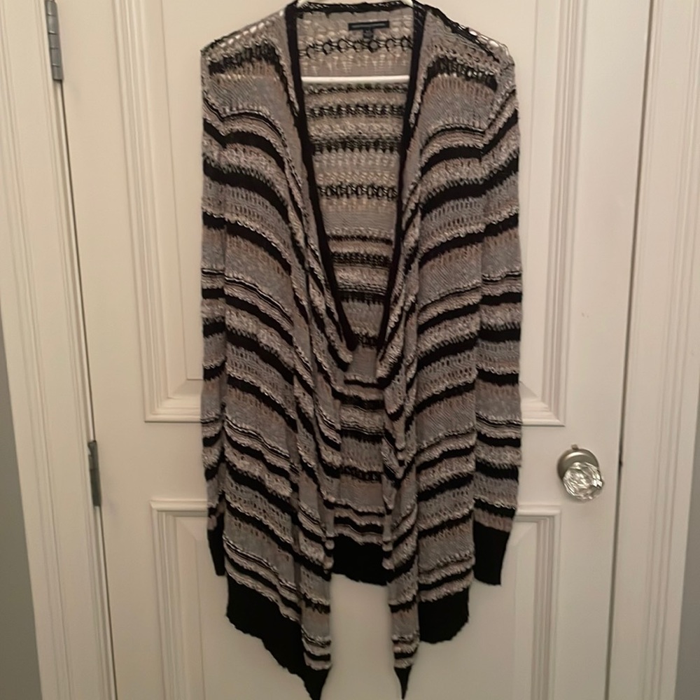 American Eagle Crochet Black Grey Taupe Cardigan